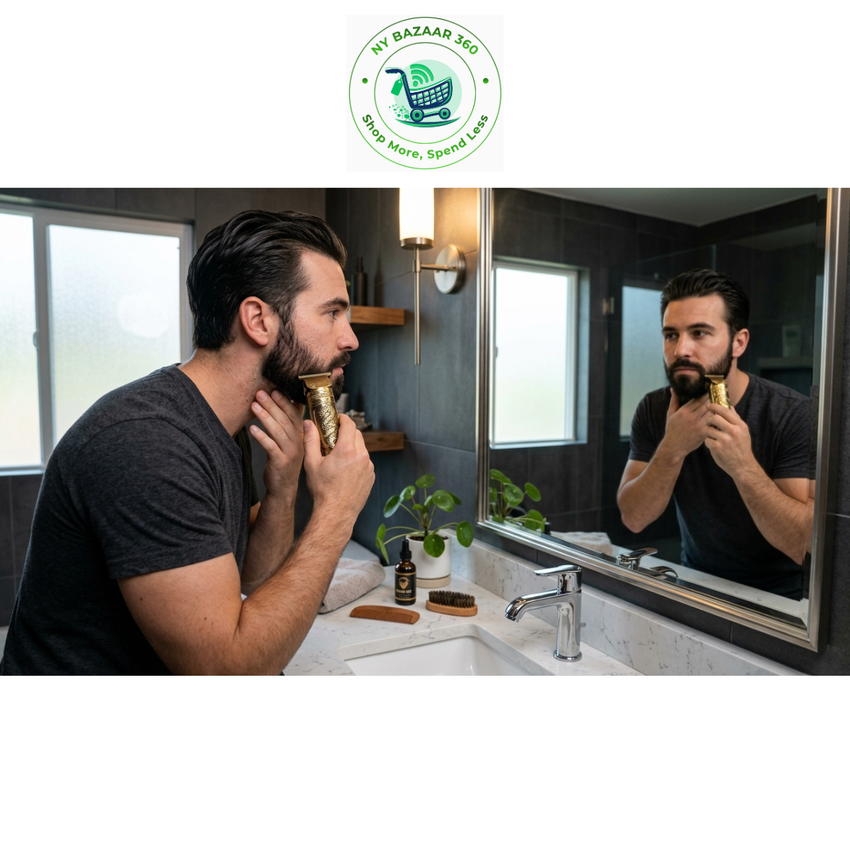 A man is using T9 Trimmer to trim the extra hairs on the face and beard perfection.